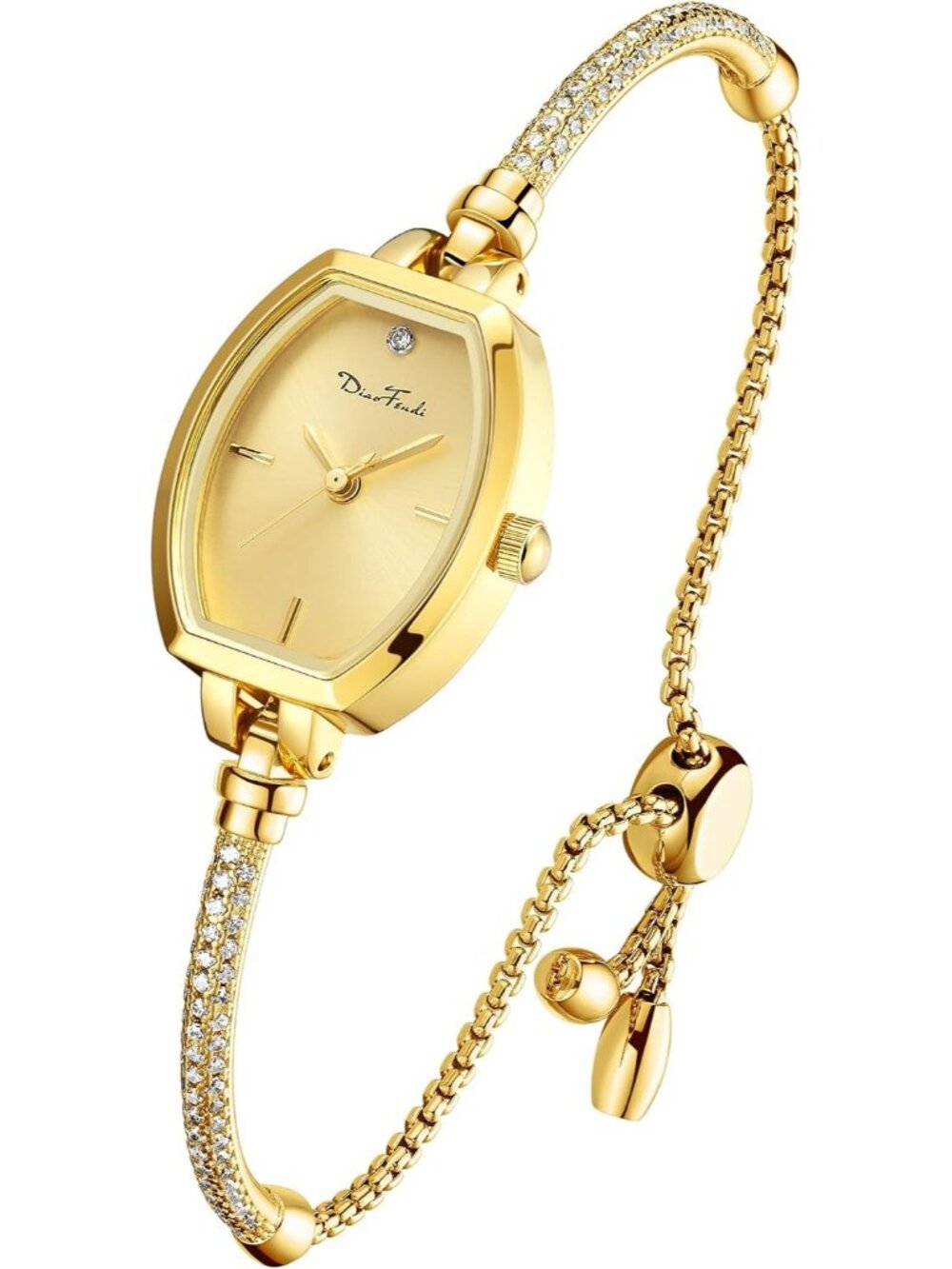 Women's Gold Analog Quartz Diamond Waterproof Elegance Petite Bracelet Watch